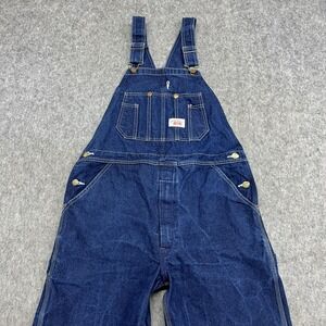 Round House Overalls Mens 34x32 Blue Denim Bib Workwear Utility Pockets Country
